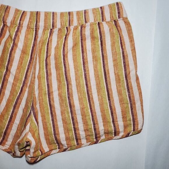 Madewell Linen-Cotton Pull-On Shorts in Rainbow Stripe Size S - Picture 6 of 10